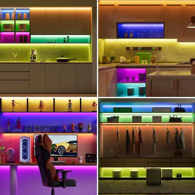 Alt view image 6 of 7 - RGB COB LED Strip Light 9.84ft/3m,UL Listed 840LEDs/m 24V Color Changing Strip Light,Work with Alexa/Google Assistant/Tuya Multicolor Flexible Tape Light,for TV,Bedroom,Party DIY Decoration