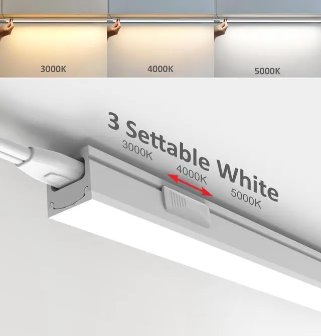 Alt view image 3 of 7 - Under Cabinet Lighting Plug in, 16 Inch 1 Pc, Linkable AC120V 3CCT 3000K/4000K/5000K Ultra Slim, LED Under Cabinet Lights for Counter Light, Kitchen, Shelf, Sink, Workshop, Desk, White