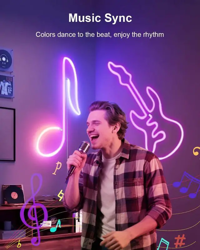 Alt view image 4 of 7 - LED Neon Rope Lights RGBIC Music Sync USB 360° Luminous 6.5FT
