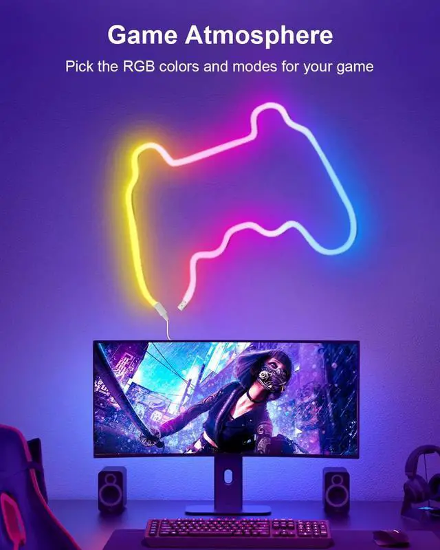 Alt view image 5 of 7 - LED Neon Rope Lights RGBIC Music Sync USB 360° Luminous 6.5FT