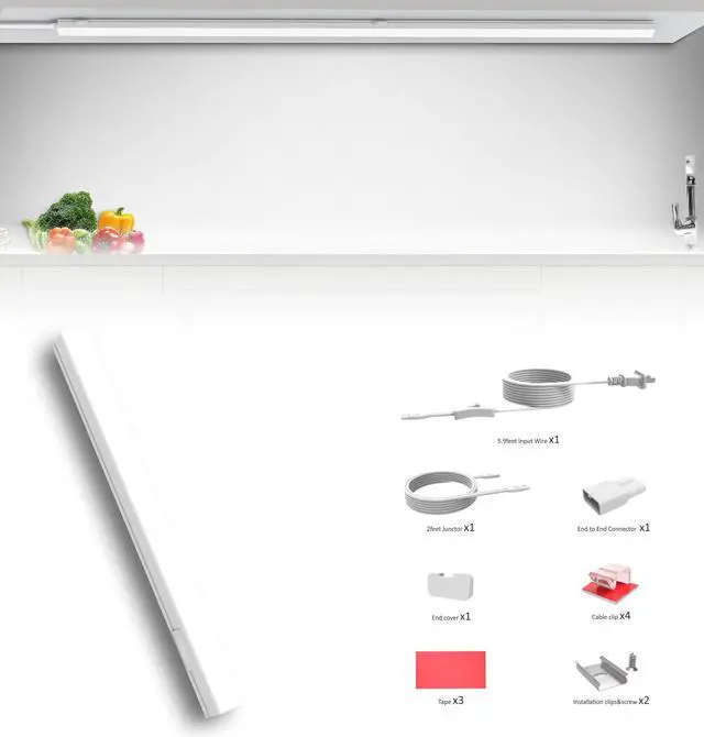 Alt view image 6 of 7 - Under Cabinet Lighting Plug in, 16 Inch 1 Pc, Linkable AC120V 3CCT 3000K/4000K/5000K Ultra Slim, LED Under Cabinet Lights for Counter Light, Kitchen, Shelf, Sink, Workshop, Desk, White