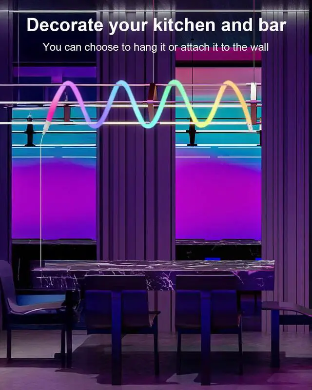 Alt view image 7 of 7 - LED Neon Rope Lights RGBIC Music Sync USB 360° Luminous 6.5FT