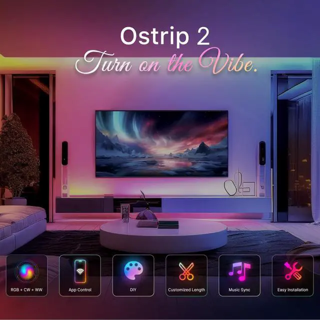 Alt view image 2 of 7 - RGBIC LED Strip Lights Ostrip2 16.4ft, Smart Control, APP