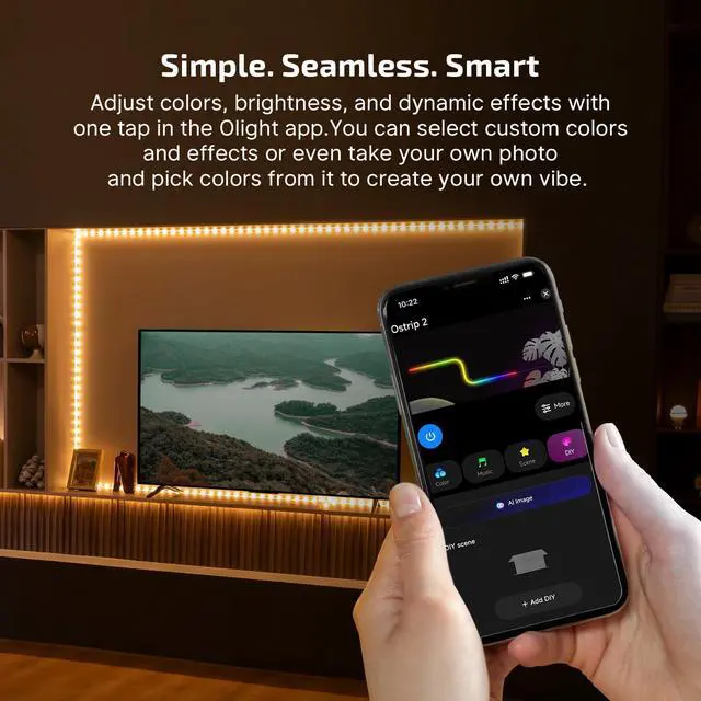 Alt view image 3 of 7 - RGBIC LED Strip Lights Ostrip2 16.4ft, Smart Control, APP