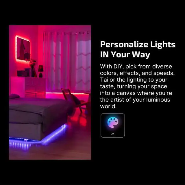 Alt view image 5 of 7 - RGBIC LED Strip Lights Ostrip2 16.4ft, Smart Control, APP