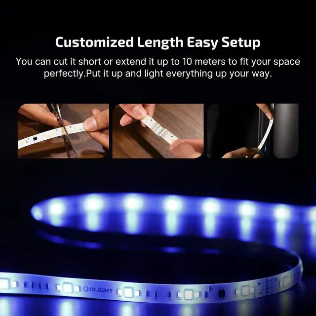 Alt view image 7 of 7 - RGBIC LED Strip Lights Ostrip2 16.4ft, Smart Control, APP
