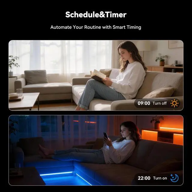 Alt view image 6 of 7 - S-COB RGB LED Strip Light,UL-Listed COB LED 24V,Color Changing Strip Lights 20ft/6.1m,Multicolor Flexible Tape Lights with RF Remote for Bedroom,Kitchen,TV Backlight,Game Room,Home DIY Lighting