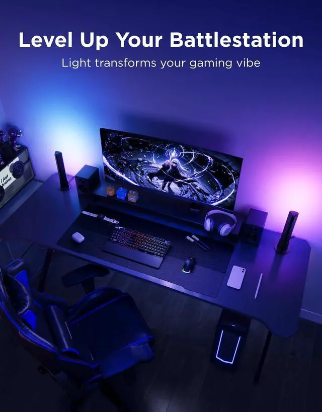 Alt view image 2 of 7 - Smart Light Bar, RGBICWW TV Lights for Living Room, Gaming, Black