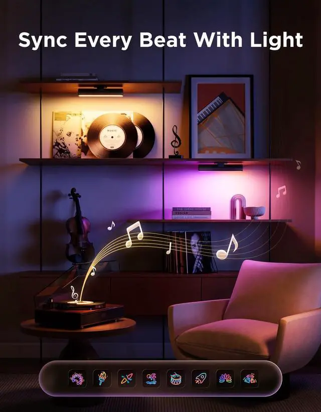 Alt view image 4 of 7 - Smart Light Bar, RGBICWW TV Lights for Living Room, Gaming, Black