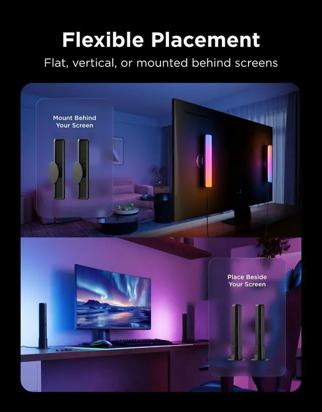 Alt view image 6 of 7 - Smart Light Bar, RGBICWW TV Lights for Living Room, Gaming, Black