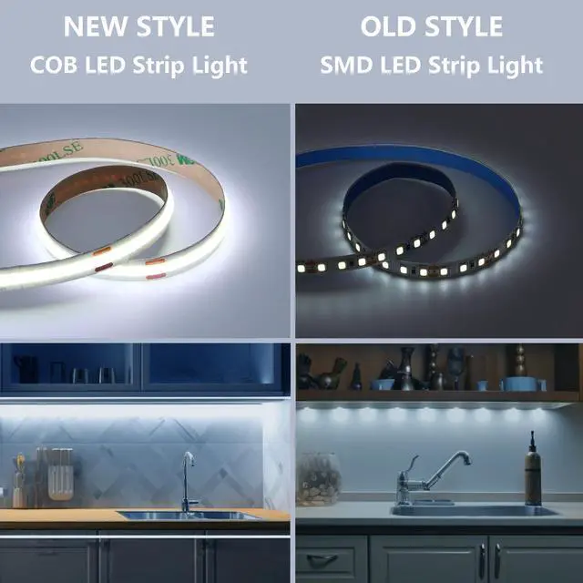 Alt view image 3 of 7 - 12V COB LED Under Cabinet Strip Lighting Cuttable 32.8ft for Kitchen