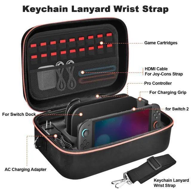Alt view image 3 of 6 - Switch 2 Case for Nintendo Switch 2 or 1 and OLED Models