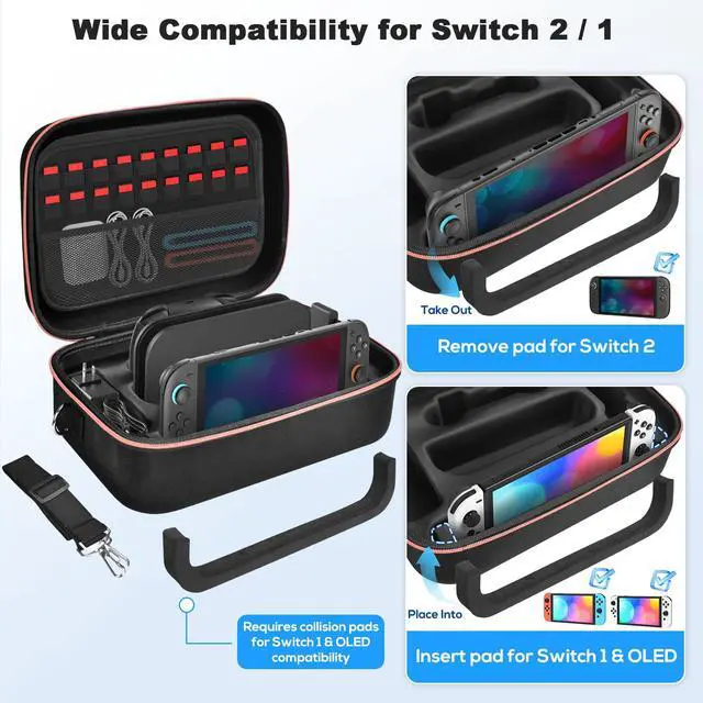 Alt view image 4 of 6 - Switch 2 Case for Nintendo Switch 2 or 1 and OLED Models