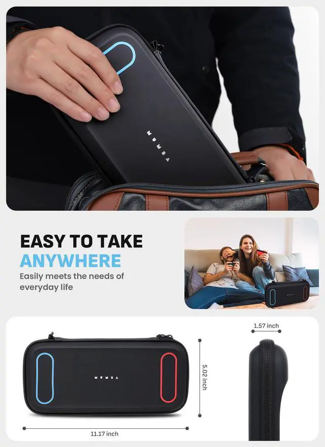 Alt view image 7 of 7 - Slim Carrying Case for Nintendo Switch 2, Ultra-Thin Hard Shell Travel Bag, Fits Console & 12 Game Cards, Lightweight Portable Pouch with Dual Zipper & Wrist Strap (Black)