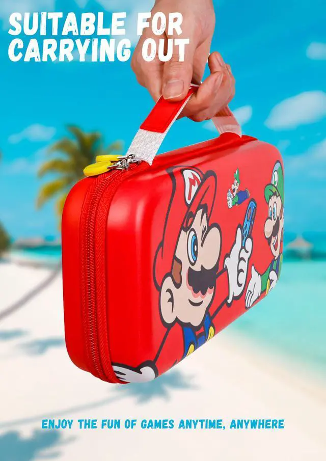 Alt view image 7 of 7 - Carrying Case Designed for Nintendo Switch 2 for Kids Girls Boys Cute Kawaii Travel Carry Bag for Switch 2 (2025) 10 Game Cartridge Switch 2 Protective Cover Carrying Cases - Red Friends