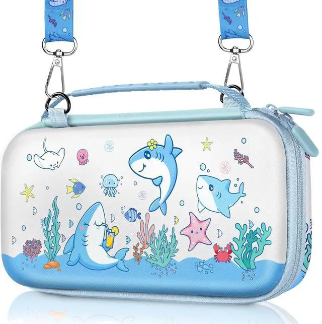 Main image of for Nintendo Switch 2 Carrying Case - Blue Shark Cute Kawaii Design with Handle and Strap for Switch 2 Travel Cases Portable Storage Carry Protective Hard Shell for Boys Teens Girls