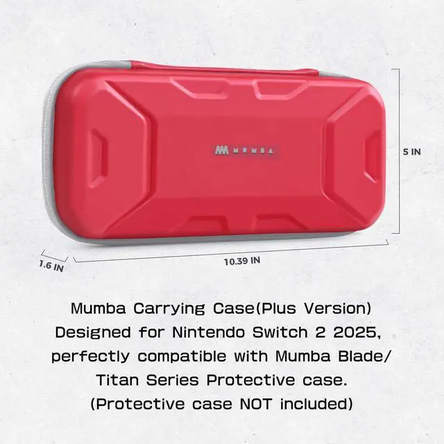 Alt view image 7 of 7 - Carrying Case for Nintendo Switch 2, Hard Shell Travel Handbag Pouch with Game Card Slots for Switch 2 Accessories, (12.6 x 6.1 x 2.8 Inches), Red