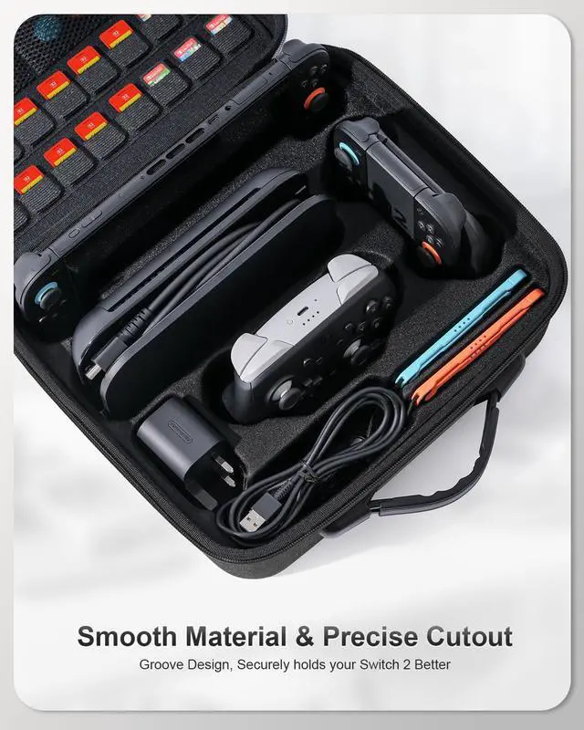 Alt view image 3 of 7 - Switch 2 All in One Carrying Case for Nintendo Switch 2, Portable Hard Travel Case with Game Card Slots, Portable Storage Carry Bag for Switch 2 Console Pro Controller Accessories