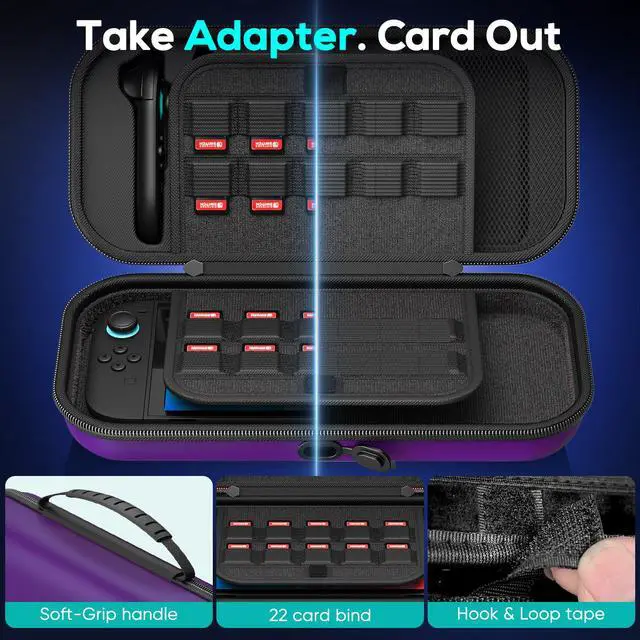 Alt view image 3 of 6 - [Charge inside Carrying Case for Switch 2/OLED/Switch 1-Purple