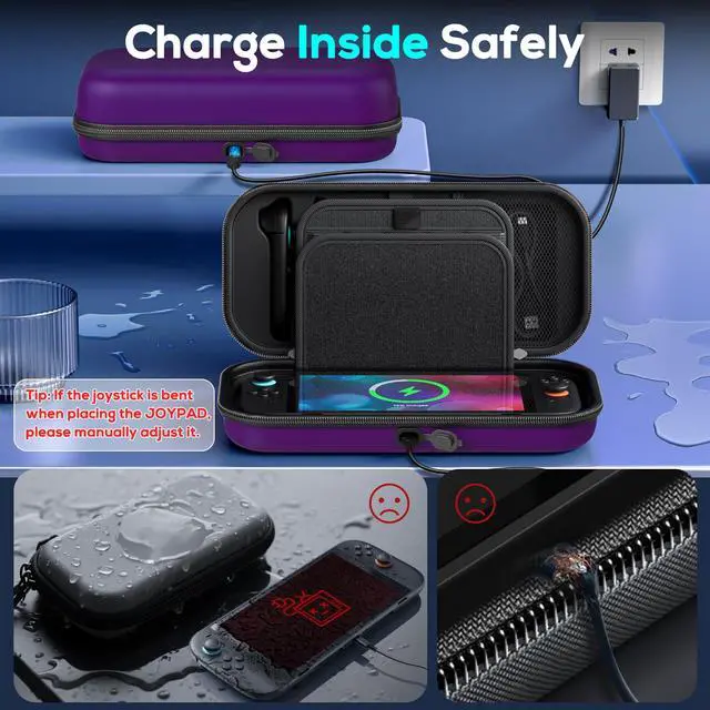Alt view image 2 of 6 - [Charge inside Carrying Case for Switch 2/OLED/Switch 1-Purple