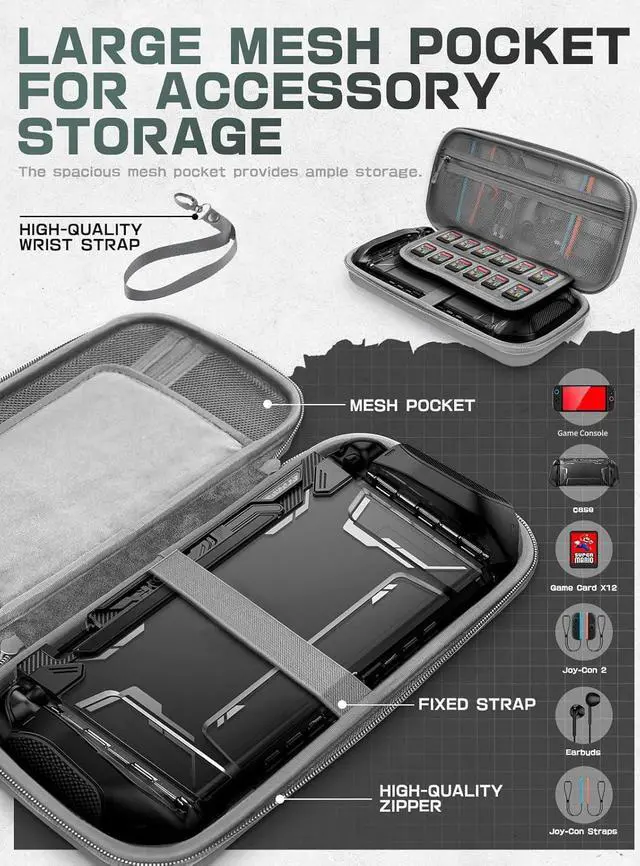 Alt view image 3 of 7 - Carrying Case for Nintendo Switch 2, Hard Shell Travel Handbag Pouch with Game Card Slots for Switch 2 Accessories, (12.6 x 6.1 x 2.8 Inches), White