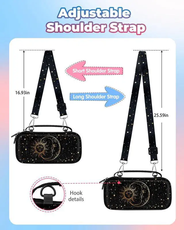Alt view image 4 of 6 - for Nintendo Switch 2 Carrying Case - Sun Moon Cute Cool Design with Handle and Strap for Switch 2 2025 Travel Cases Portable Storage Carry Protective Hard Shell for Boys Teens Girls