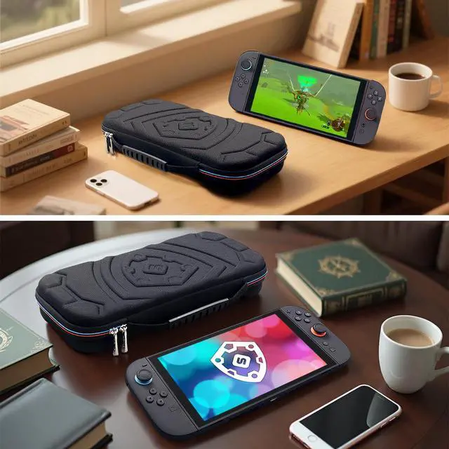Alt view image 3 of 7 - Carrying Case Compatible with Nintendo Switch 2, Hard Shell Protection Portable Travel Slim Protective Case Accessories Storage & 12 Game Card Holders, Black