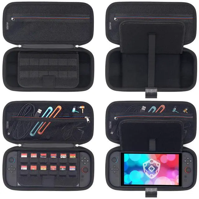 Alt view image 4 of 7 - Carrying Case Compatible with Nintendo Switch 2, Hard Shell Protection Portable Travel Slim Protective Case Accessories Storage & 12 Game Card Holders, Black
