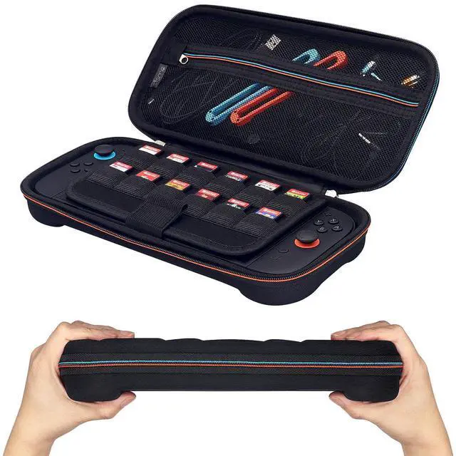 Alt view image 5 of 7 - Carrying Case Compatible with Nintendo Switch 2, Hard Shell Protection Portable Travel Slim Protective Case Accessories Storage & 12 Game Card Holders, Black