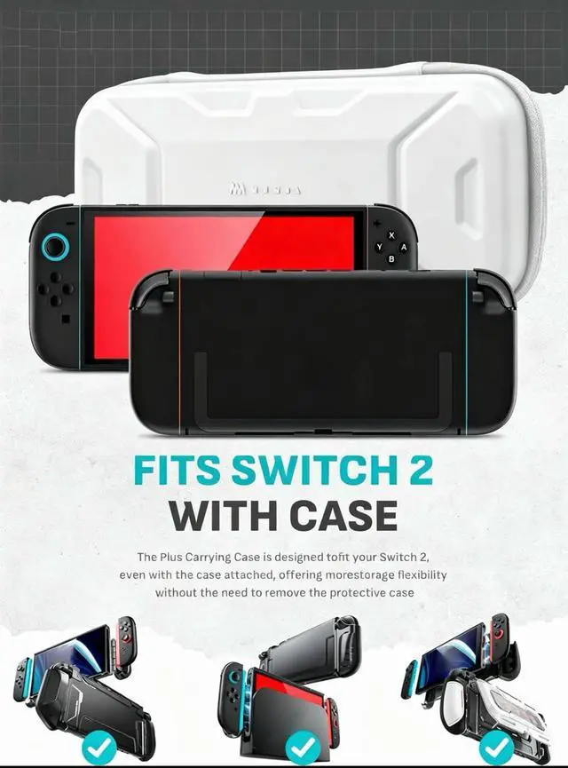Alt view image 2 of 7 - Carrying Case for Nintendo Switch 2, Hard Shell Travel Handbag Pouch with Game Card Slots for Switch 2 Accessories, (12.6 x 6.1 x 2.8 Inches), White
