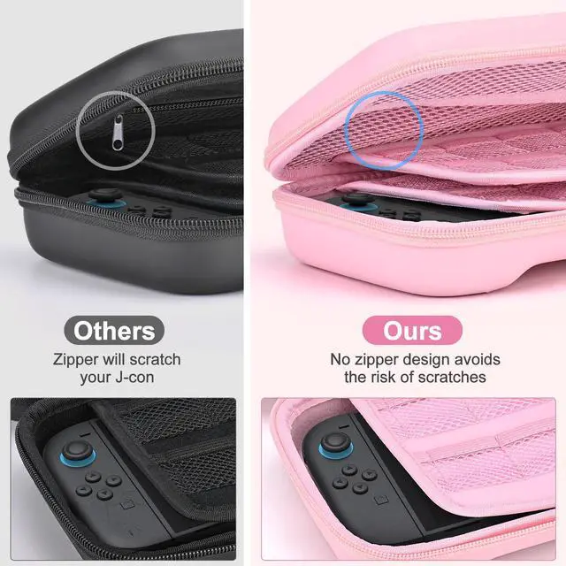 Alt view image 5 of 7 - Switch 2 Case Compatible with NS Switch 2 (2025), Carrying Case with 19 Game Card Slots, 4 in 1 Switch 2 Accessories Includes Shoulder Strap, Wrist Strap & Stickers (Pink)