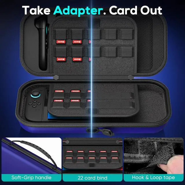 Alt view image 2 of 6 - [Charge inside Carrying Case for Switch 2/OLED/Switch 1-Blue