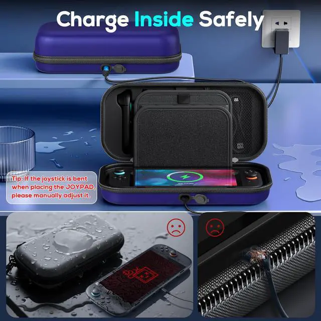 Alt view image 3 of 6 - [Charge inside Carrying Case for Switch 2/OLED/Switch 1-Blue