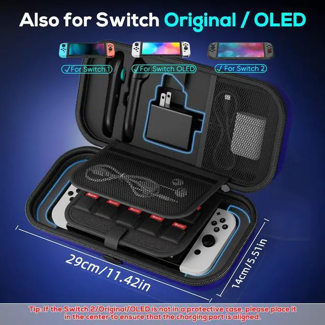 Alt view image 6 of 6 - [Charge inside Carrying Case for Switch 2/OLED/Switch 1-Blue