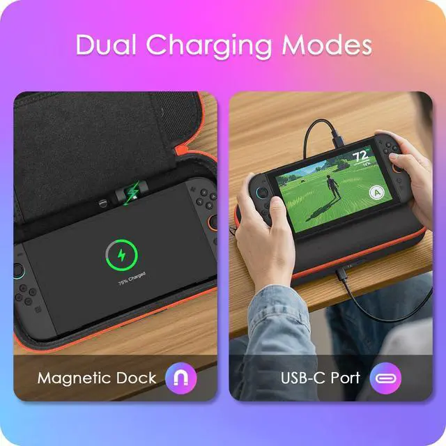 Alt view image 3 of 7 - Charging Case for Nintendo Switch 2 - 20,000mAh Battery Power Bank Carrying Bag for Travel, 35W Magnetic USB-C Output, Protective Hard Shell & Adjustable Shoulder Strap