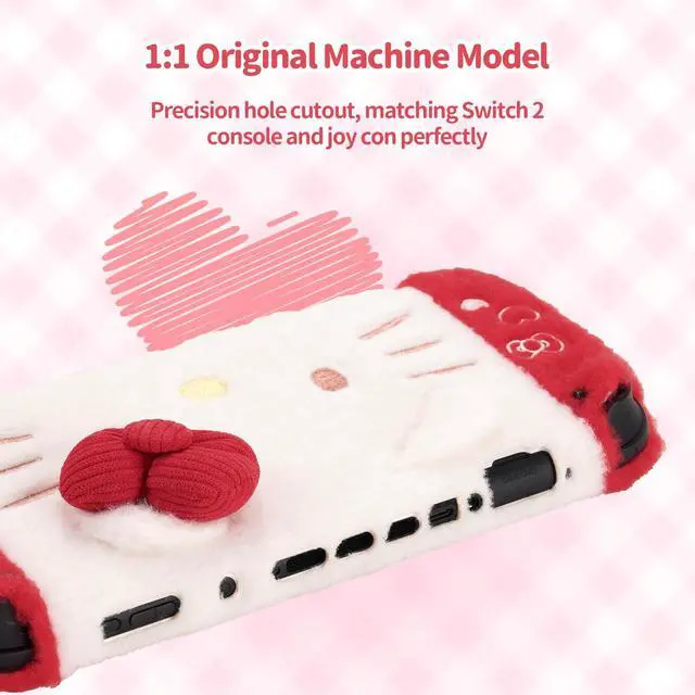 Alt view image 6 of 7 - Plush Protective Case for Switch 2, Kawaii Protective Shell Hard PC Slim Cover Case Compatible with Switch 2025 Game Console and Joystick Controller - HLK