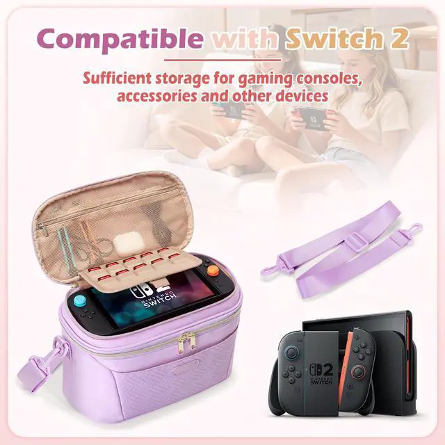 Alt view image 2 of 7 - Dual-Layer Carrying Case Compatible with Nintendo Switch 2 on Trips