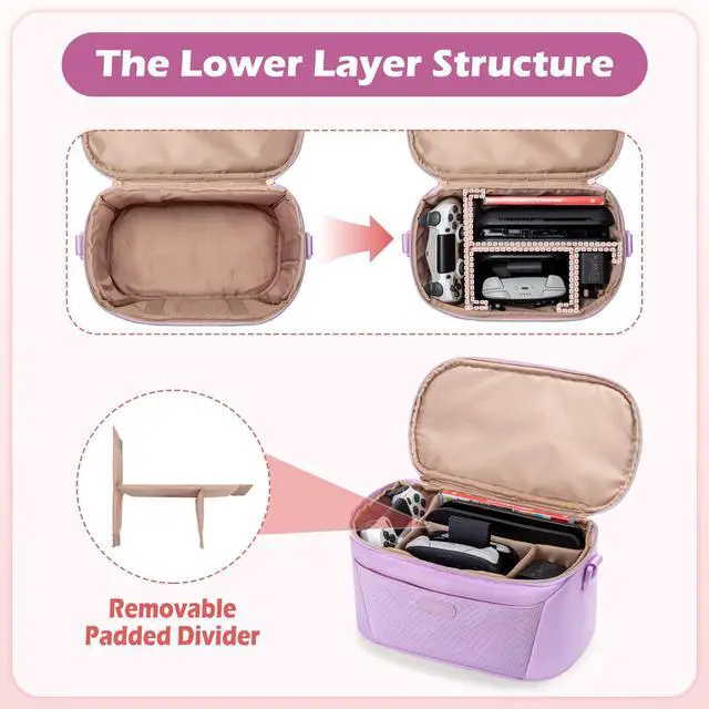 Alt view image 3 of 7 - Dual-Layer Carrying Case Compatible with Nintendo Switch 2 on Trips