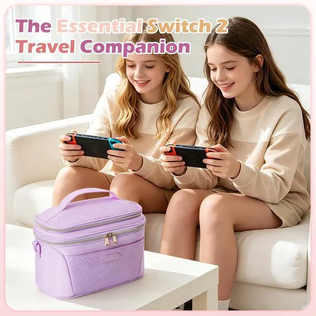 Alt view image 7 of 7 - Dual-Layer Carrying Case Compatible with Nintendo Switch 2 on Trips