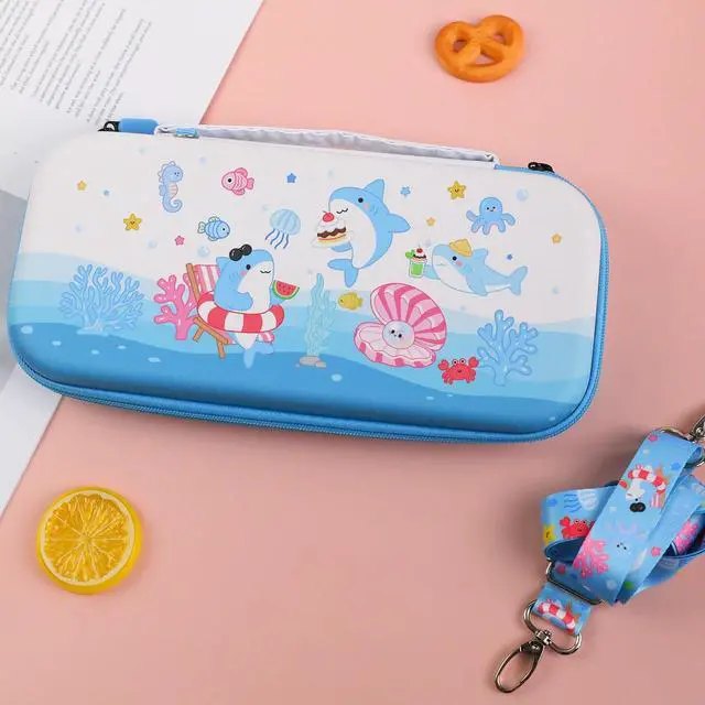 Alt view image 7 of 7 - Shark Switch 2 Carrying Case, Switch2 Hard Shell Storage Bag with Game Card Slots & Strap, Cute Ocean Travel Carry Case Compatible with Nintendo Switch 2 2025 Console and Accessories