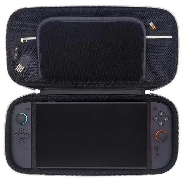 Alt view image 5 of 7 - Slim Carrying Case Compatible with Nintendo Switch 2, Hard Shell Protection Portable Travel Protective Case Accessories Storage & 12 Game Card Holders, Black