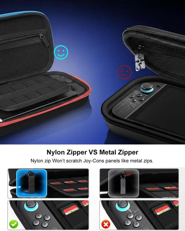Alt view image 3 of 7 - Switch 2 Case | Carrying Case for Nintendo Switch 2, Portable All in One with Handle, Screen Padding, 10 Game Cartridges and Pockets for Switch 2 Accessories, for Travel and Storage, Black