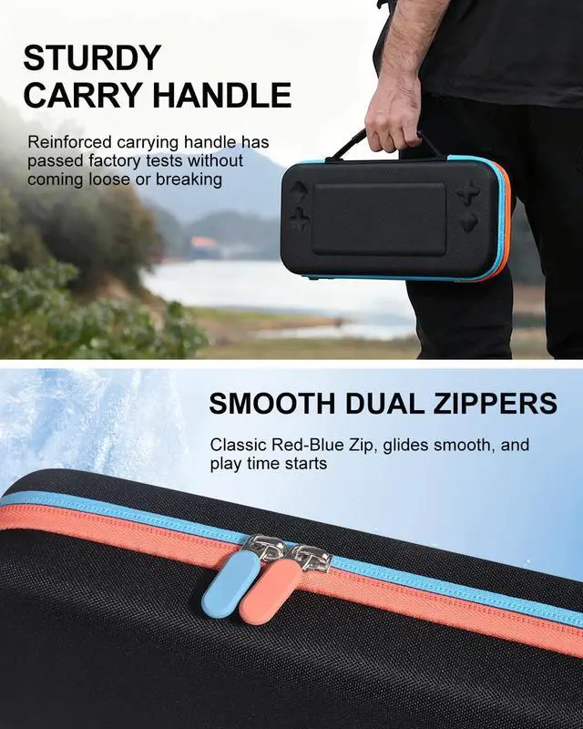 Alt view image 6 of 7 - Switch 2 Case | Carrying Case for Nintendo Switch 2, Portable All in One with Handle, Screen Padding, 10 Game Cartridges and Pockets for Switch 2 Accessories, for Travel and Storage, Black