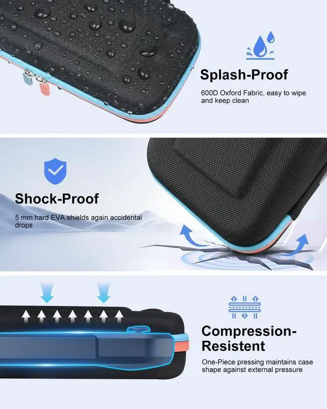 Alt view image 5 of 7 - Switch 2 Case | Carrying Case for Nintendo Switch 2, Portable All in One with Handle, Screen Padding, 10 Game Cartridges and Pockets for Switch 2 Accessories, for Travel and Storage, Black