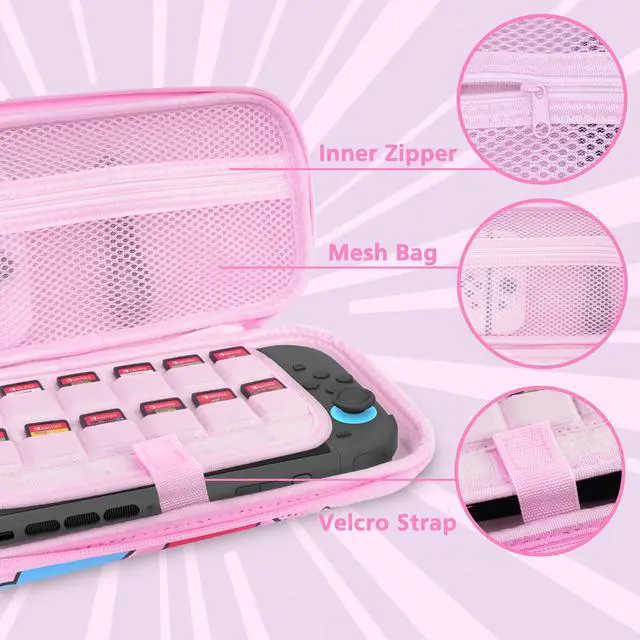 Alt view image 5 of 6 - Carrying Case for Switch 2(2025), Cute Portable Travel Bag in Updated Design of Pink Interior with an Adjustable Shoulder Strap, Pink