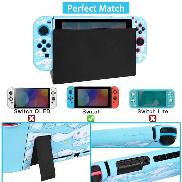 Alt view image 3 of 6 - Carrying Case for Switch, Cute Portable Travel Bag Accessories with Soft Protective Cover, Screen Protectors and Thumb Grip caps, Game Card Case 7in1, Blue
