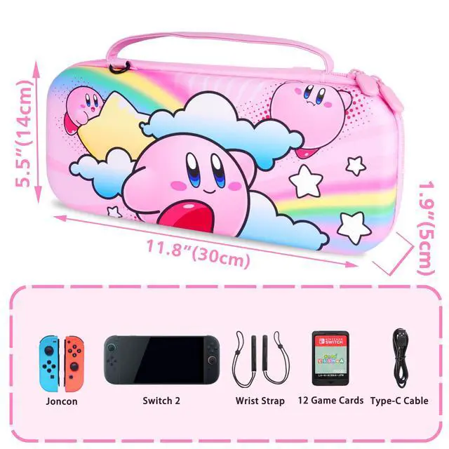 Alt view image 6 of 6 - Carrying Case for Switch 2(2025), Cute Portable Travel Bag in Updated Design of Pink Interior with an Adjustable Shoulder Strap, Pink