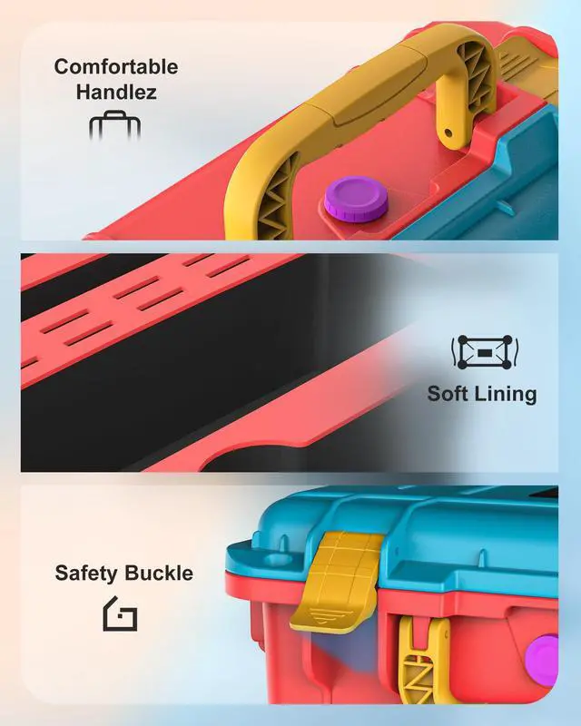 Alt view image 5 of 7 - Hard Carrying Case for Nintendo Switch 2, Professional Deluxe IP67 Waterproof, Soft Lining Hard Travel Case for Nintendo Switch 2 Console Pro Controller & Accessories (Blue & Orange)