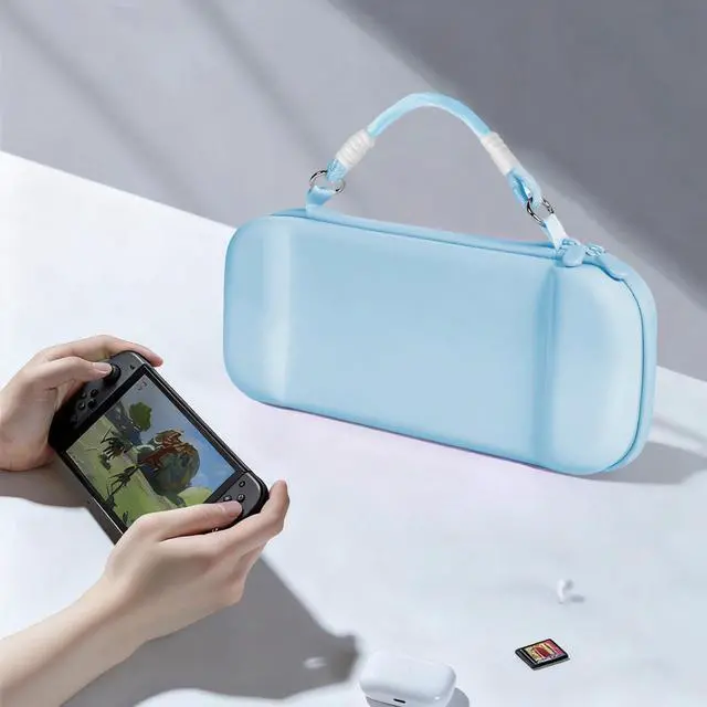 Alt view image 7 of 7 - Tolado Carrying Case for Nintendo Switch 2 (2025), Shockproof Hard Shell with 24 Game Card Slots, Shoulder Strap, Wrist Strap, Protective Cover Travel Bag, Sky Blue
