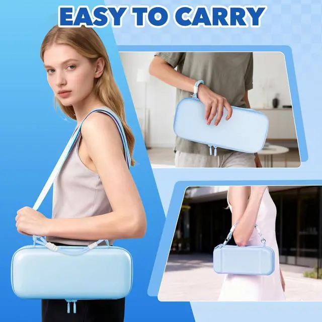 Alt view image 5 of 7 - Tolado Carrying Case for Nintendo Switch 2 (2025), Shockproof Hard Shell with 24 Game Card Slots, Shoulder Strap, Wrist Strap, Protective Cover Travel Bag, Sky Blue